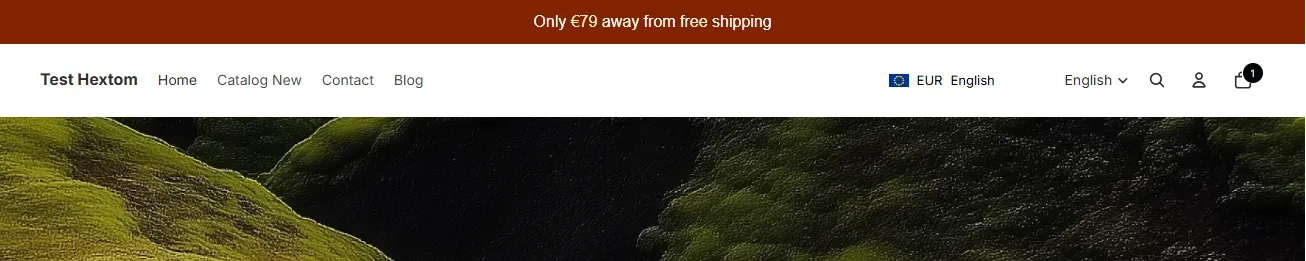 Free Shipping Bar enabled as a top bar on the store