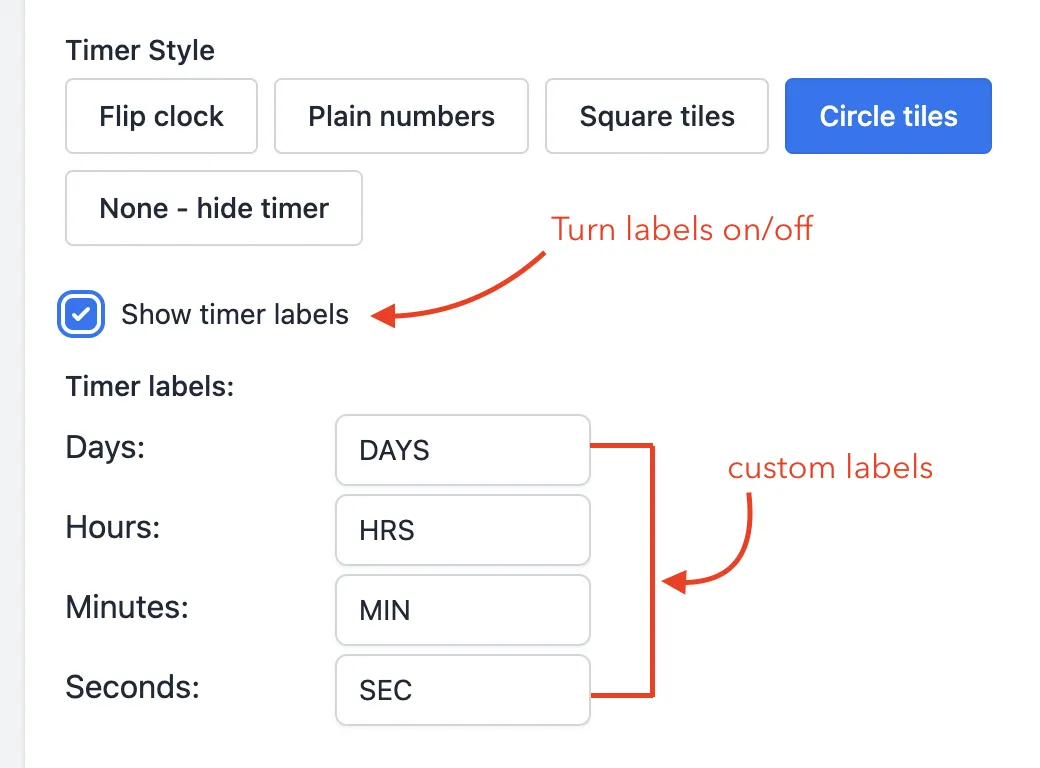 Labels option