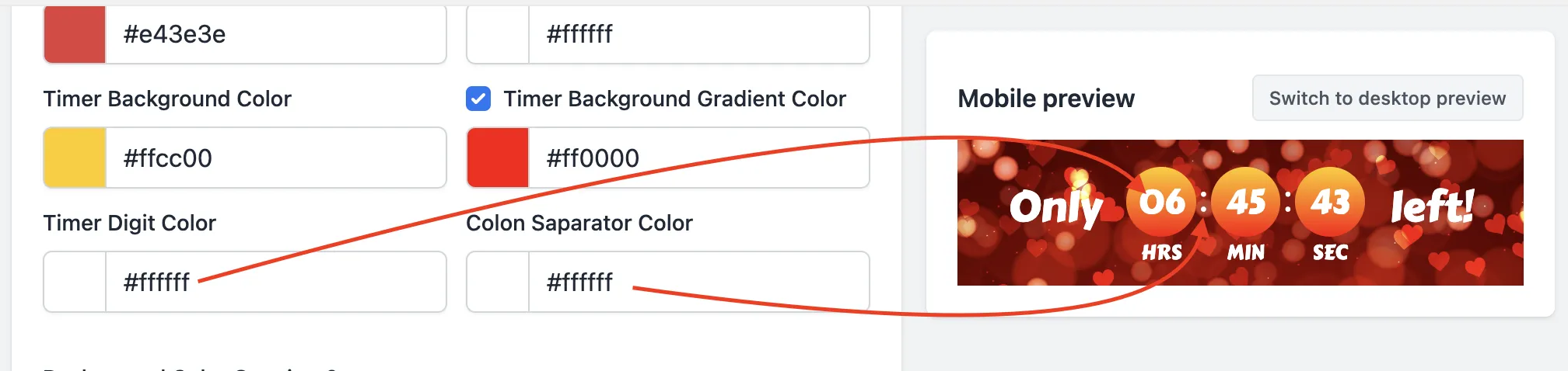 Number and separator color option