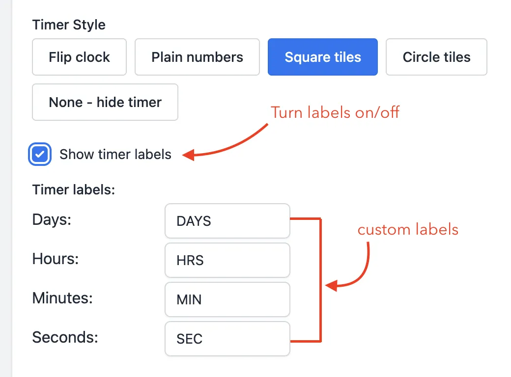 Labels option