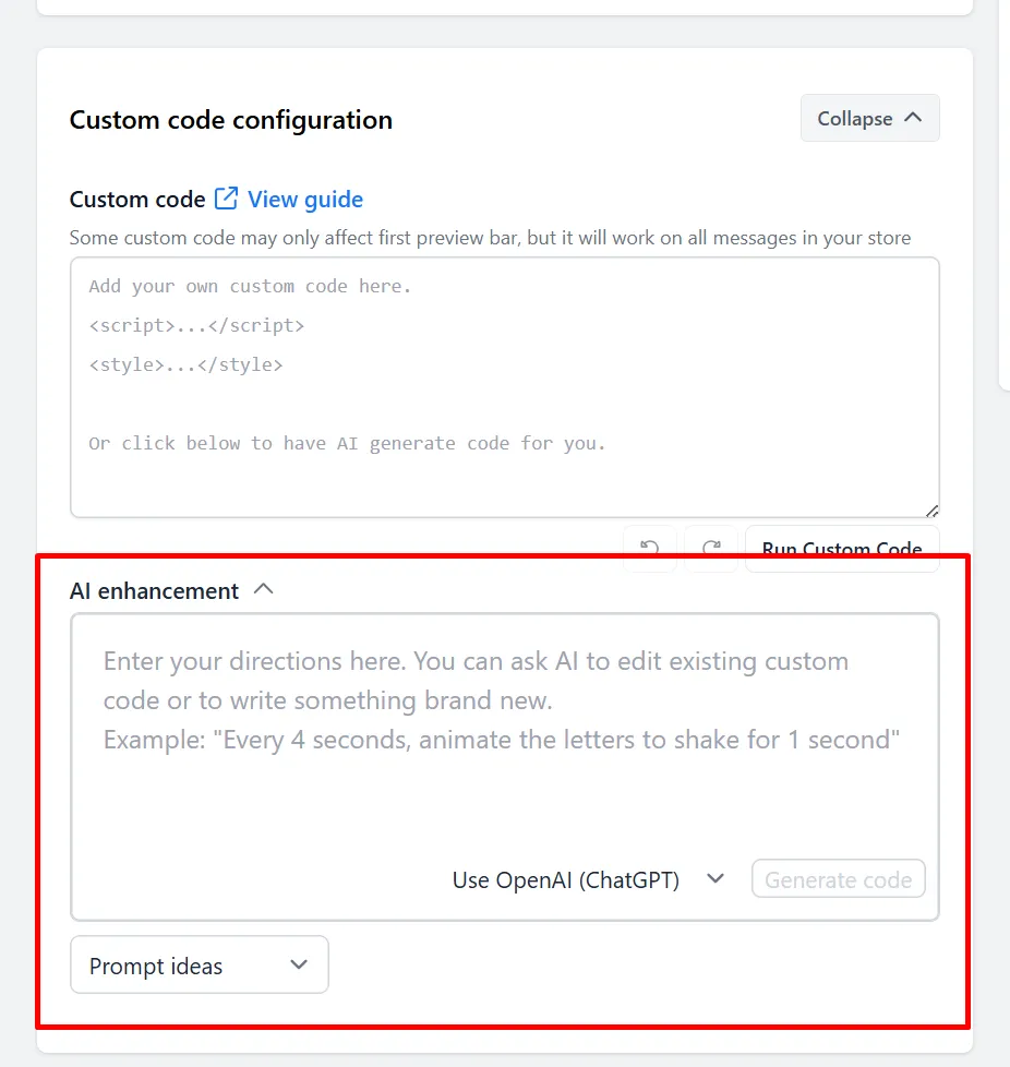 Dropdown menu for selecting between ChatGPT and Claude AI models for code generation