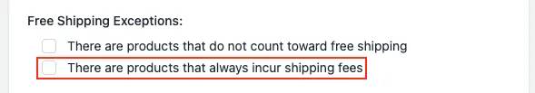 Description of Option 2: products that always incur shipping fees